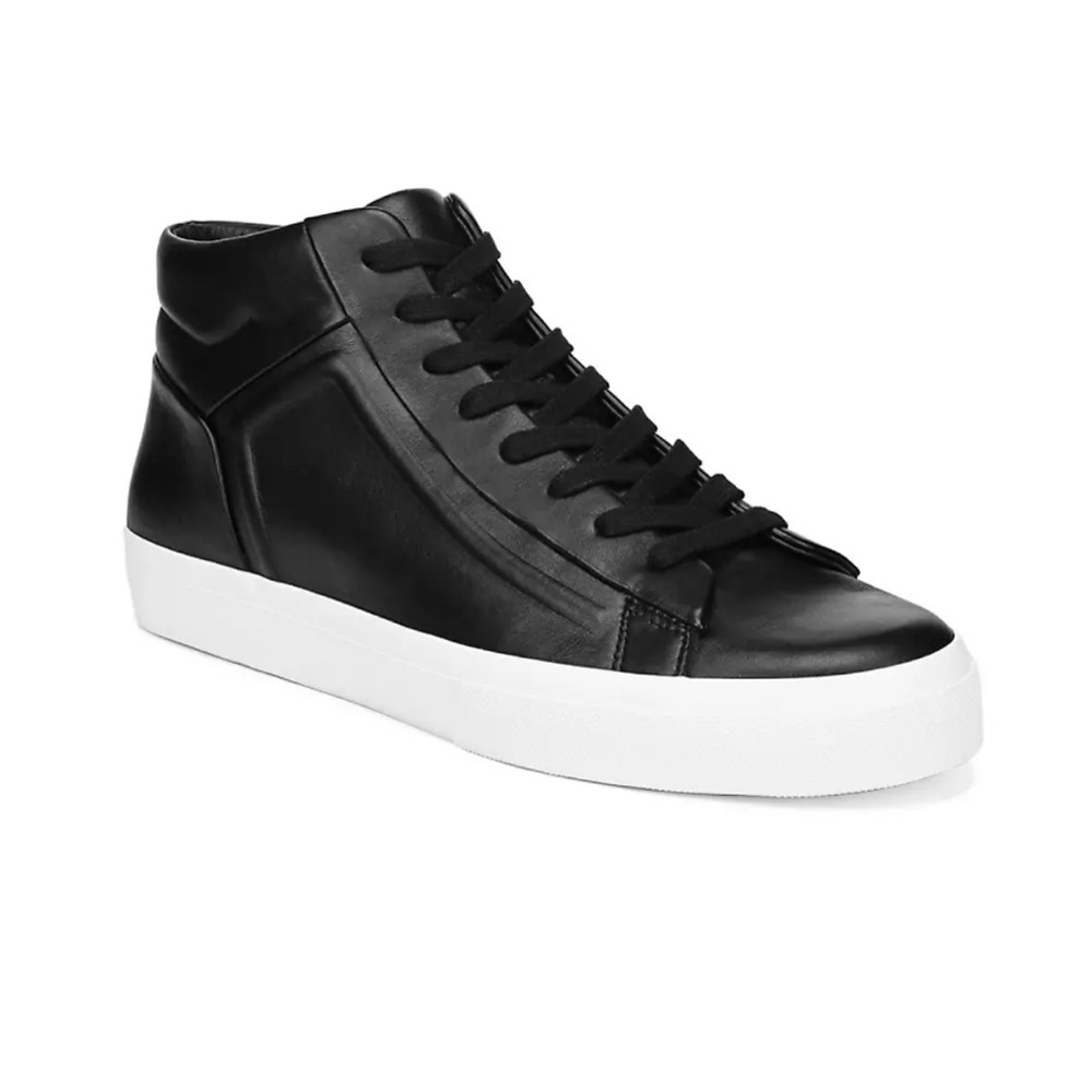 Vince black leather high top sneakers
